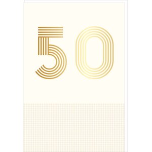 Carte D'anniversaire 50 Ans En Or - Blanc - A Message - Pour Homme Et Femme - 11 5 X 17 Cm - Draeger paris