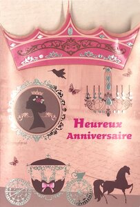 Carte Heureux Anniversaire Princesse Couronne en Relief avec Enveloppe 12x17 5cm