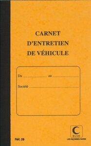 Piqure Carnet d'entretien véhicule 32 pages 213 cm - protège cahier cristal ELVE