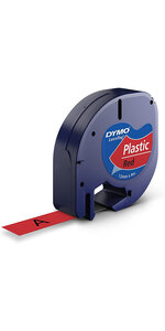 DYMO LetraTag rubans Plastique 12mm x 4m Noir/Rouge (compatible avec DYMO LetraTag LT100H)