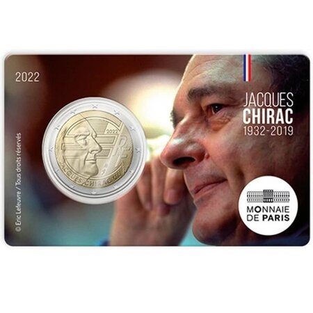 Pièce de monnaie 2 euro commémorative France 2022 BU - Jacques Chirac