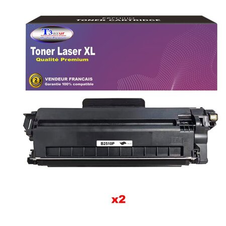 T3AZUR- 2x Toners compatibles avec brother MFC-L2827DWXL  MFC-L2835DW MFC-L2860DW  TN-2510 Noir (1 200 pages)