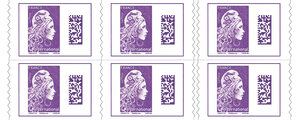 Carnet 6 timbres Marianne l'engagée - Lettre internationale - Violet