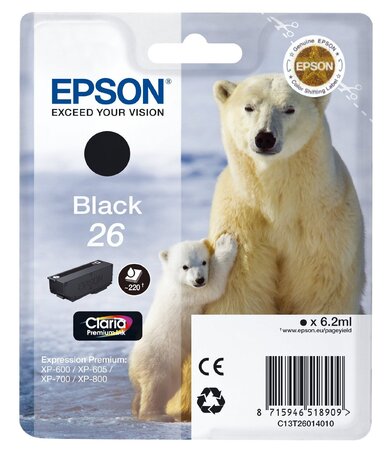 Cartouche d'encre epson ours polaire 26 (noir)