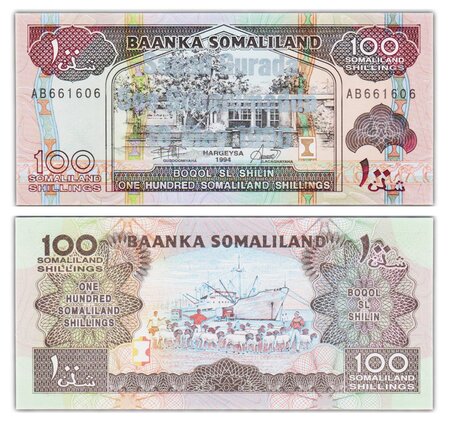 Billet de Collection 100 Shilin 1994 (1996) Somaliland - P18 - surcharge Argent'
