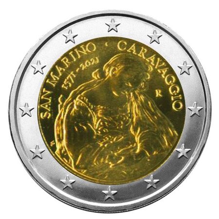 Pièce 2€ commémorative  saint-marin - 450 ans de caravage - qualité bu millésime 2021