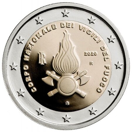 Monnaie 2 euros commémorative italie 2020 corps national des sapeurs pompiers