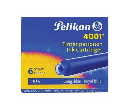 Cartouches d'encre 4001 TP/6 Standard effaçable Bleu royal PELIKAN