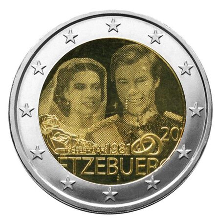 Pièce 2€ commémorative 2021 : luxembourg (mariage du grand duc henri--version hologramme)