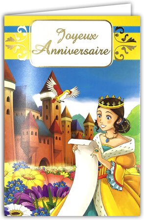 Carte Joyeux Anniversaire Fille Princesse Reine Château Manga Enveloppe12x17 5cm