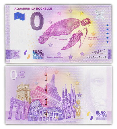 Billet de collection 0 euro souvenir 2021 aquarium de la rochelle   - france - neuf
