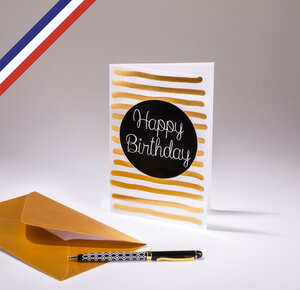 Carte double very chic créée et imprimée en france - happy birthday