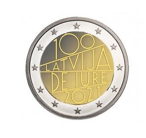 Monnaie 2 euros commémorative lettonie 2021 - 100 ans de jure
