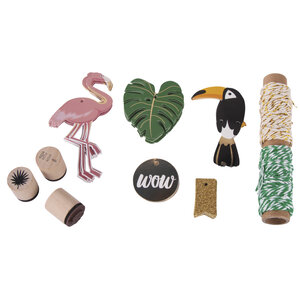 Kit Pendentifs pour cadeaux Tropical  tags+cordon+tampon