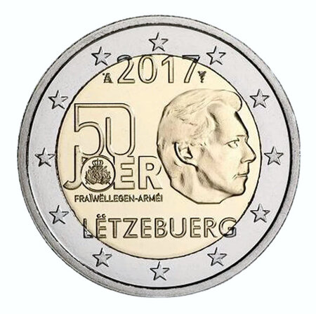 Monnaie 2 euros commémorative luxembourg 2017 - service militaire volontaire