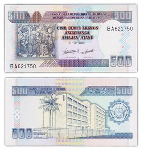 Billet de collection 500 francs 2009 burundi - neuf - p45a