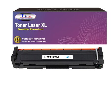 T3AZUR  - Toner Laser compatible avec HP Color LaserJet Pro MFP M282  M282NW  W2211X remplace HP 207X Cyan  (avec puce)