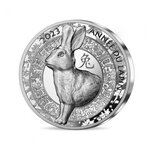 Année du lapin - monnaie de 20€ argent haut relief - qualité be millésime 2023