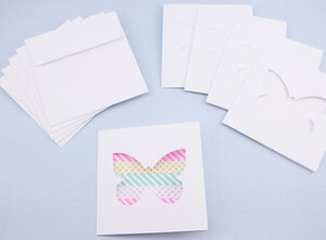 5 Cartes et enveloppe DIY blanches 13x13cm Papillon