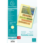 Sachet 10 Pochettes Coin Polypropylène Grainé 12/100e - A4 - Jaune - X 10 - Exacompta