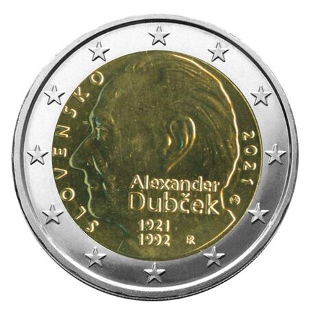 Pièce 2€ commémorative 2021 : slovaquie (100 ans de la naissance d'alexander dubcek)