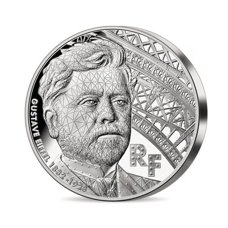 Gustave Eiffel - 100 ans de sa disparition Monnaie de 25€ argent 2 Oz avec puce NFC