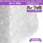 Lot de 6 rouleaux de film grosses bulles d'air largeur 1m x longueur 25m - gamme air'roll  strong