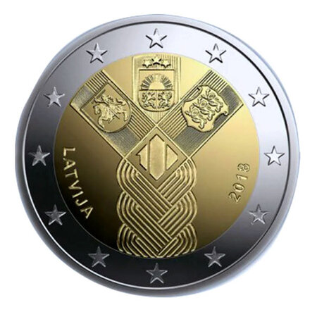 Monnaie 2 euros commémorative lettonie 2018 - indépendance