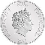 Pièce de monnaie 2 Dollars Niue 2021 1 once argent BE – Grogu (The Child)