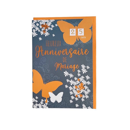 Carte De Voeux - Anniversaire De Mariage - Papillons Orange Bleu
