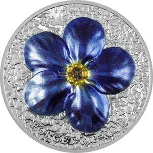 FORGET ME NOT Flowers and Leaves 1 Oz Silver Coin 10 Dollars Palau 2023