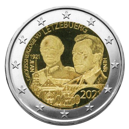 Pièce 2€ commémorative 2021 : luxembourg (100 ans du prince jean-version hologramme)