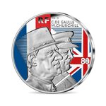 Couple Bi-Nationaux - De Gaulle & Churchill - 10€ Argent Colorisée BE - 2021