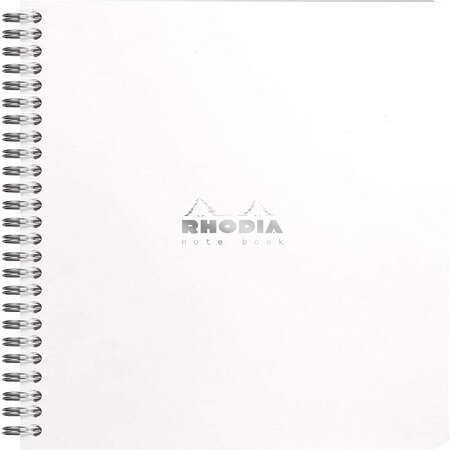 Rhodia - Cahier à Spirale (Reliure Intégrale) Notebook Blanc - A5+ - Petits Carreaux - 160 pages Détachables