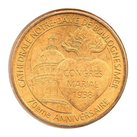 Mini médaille monnaie de paris 2008 - cathédrale notre-dame de boulogne sur mer