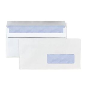 500 enveloppes blanches en papier avec fenêtre - 11 x 22 cm