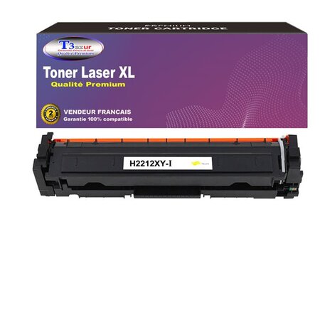 T3AZUR  - Toner Laser compatible avec HP Color LaserJet Pro MFP M283cdw  M283fdn  M283fdw  W2212X remplace HP 207X Jaune (avec puce)