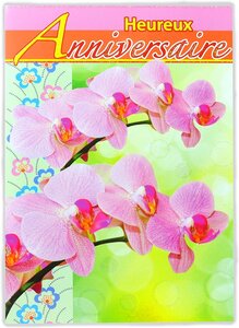 Maxi grande carte géante heureux anniversaire fleurs orchidées avec enveloppe