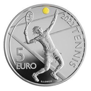 Pièce de monnaie 5 euro Saint-Marin 2023 argent BE – Tennis