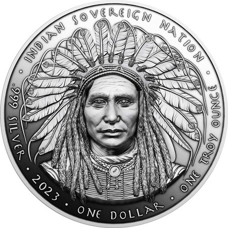 Pièce de monnaie en Argent 1 Dollar g 31.1 (1 oz) Millésime 2023 Indian Chief CRAZY HORSE