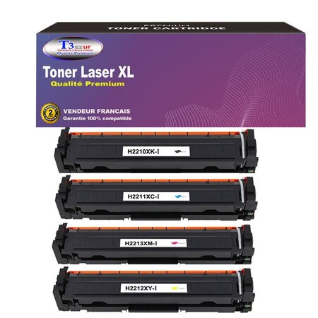 T3AZUR - Lot de 4 Toner compatible avec HP Color LaserJet Pro M255dw  M255nw remplace HP 207X (avec puce)