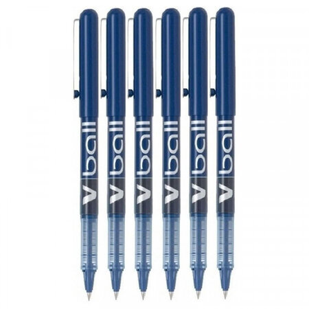 Lot de 6 stylos roller v-ball bleu pointe moyenne 0 7 mm pilot