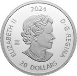 Pièce de monnaie en Argent 20 Dollars g 31.39 Millésime 2024 Wildlife Reflections GRIZZLY BEAR