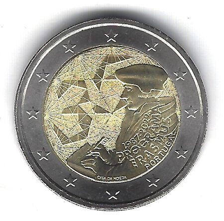 Monnaie 2 euros commémorative portugal erasmus 2022