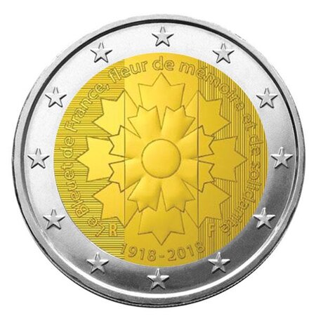 Pièce 2€ commémorative 2018 : france (armistice et bleuet)