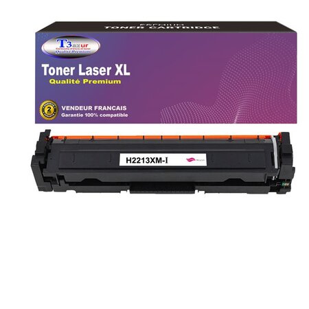 T3AZUR  - Toner Laser compatible avec HP Color LaserJet Pro MFP M283cdw  M283fdn  M283fdw  W2213X remplace HP 207X Magenta (avec puce)