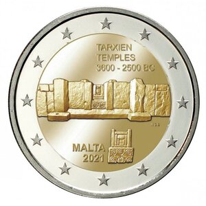 Monnaie 2 euros commémorative malte 2021 - temples de tarxien