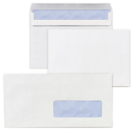 Lot de 1000: enveloppe commerciale vélin extra-blanc mécanisable gommée avec fenêtre 80 g/m² la couronne 114x229 mm