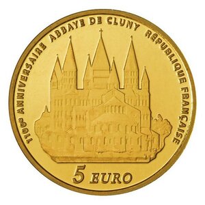 Pièce de monnaie 5 euro France 2010 or BE – Europa (Abbaye de Cluny)