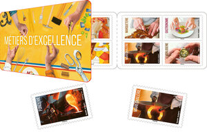 Carnet de 12 timbres - Métiers d'excellence - Lettre Verte